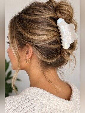 Iridescent Cloud Hair Claw Clip Pearl White Rainbow Unicorn Surprise